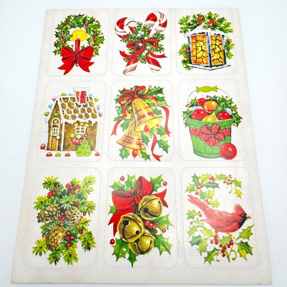 1980s Vtg Retro Christmas Sticker Sheet Set of 3 Santa Reindeer Snowman Unused - Picture 3 of 6